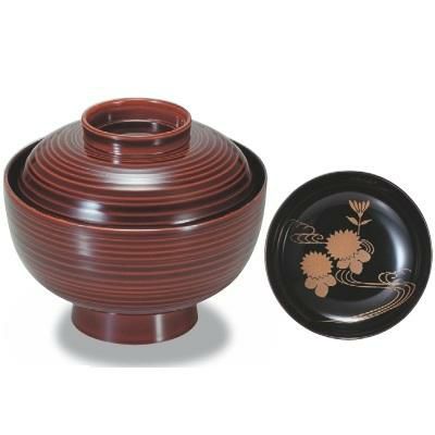 小吸椀 4寸乱引椀溜見返菊水本漆塗手描蒔絵 漆器