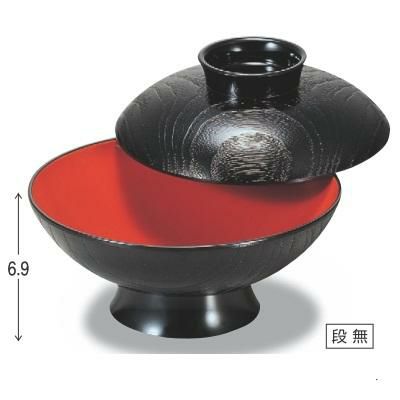 煮物椀 5.5寸木目椀黒内朱 漆器