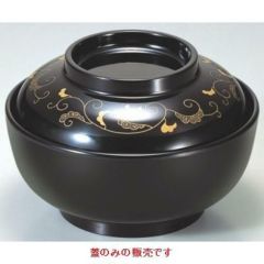 丼碗 A 耐熱観月丼金唐草(ST-3)(身黒)蓋 漆器