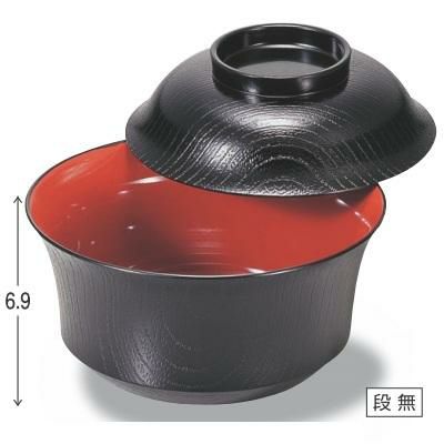 丼碗 5寸富士型丼椀黒内朱 漆器