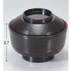 丼碗 5.5寸千筋ケヤキ丼黒内朱 漆器