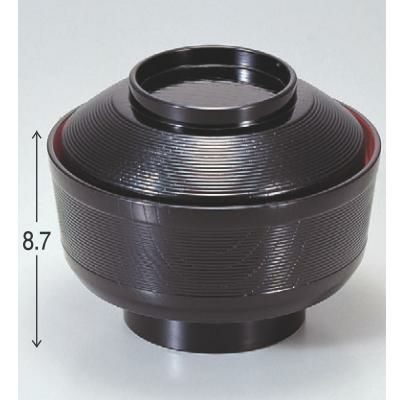 丼碗 5.5寸千筋ケヤキ丼黒内朱 漆器