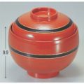 丼碗 卵型丼椀朱に帯黒 漆器