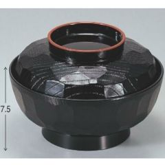 丼碗 5.5寸亀甲丼黒天朱 メラミン 漆器