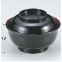 丼碗 羽反丼黒内朱 漆器