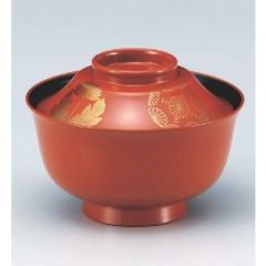 小吸椀 富士羽反椀朱に菊 SH塗 漆器