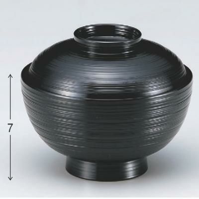 丼碗 4寸小丸刷毛目椀黒内朱 漆器