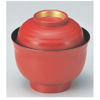 小吸椀 3.3寸美里吸椀朱つば金ツヤ消ライン 漆器