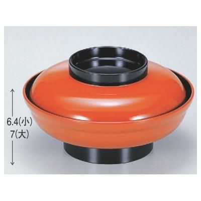 煮物椀 新広輪丼(大)朱つば黒 漆器