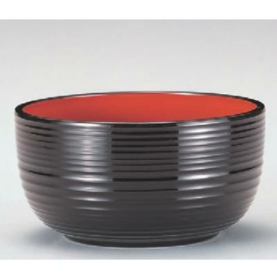 丼碗 4.7寸四季丼黒千筋内朱 漆器