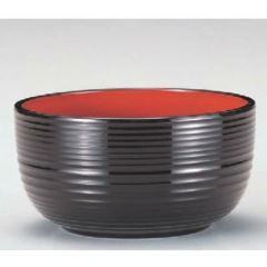 丼碗 4.7寸四季丼黒千筋内朱 漆器