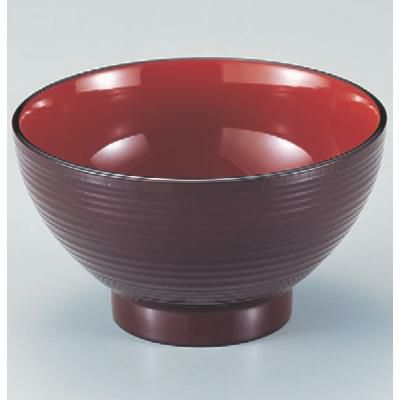 丼碗 5寸乱筋木目丼溜内朱 漆器