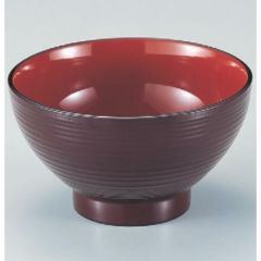 丼碗 5寸乱筋木目丼溜内朱 漆器