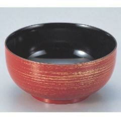 丼碗 5寸平日野丼朱に金かすり 漆器
