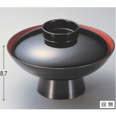 煮物椀 6寸高台小槌椀黒内朱 漆器