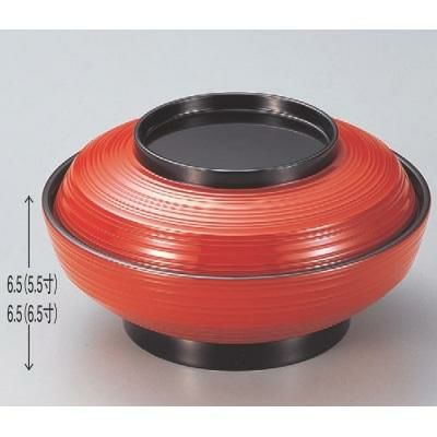 煮物椀 6寸線筋平煮物椀朱つば黒 漆器