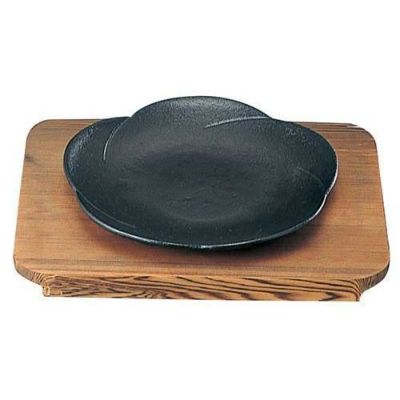 SN 鉄 和風ステーキ皿 焼杉 梅 20cm