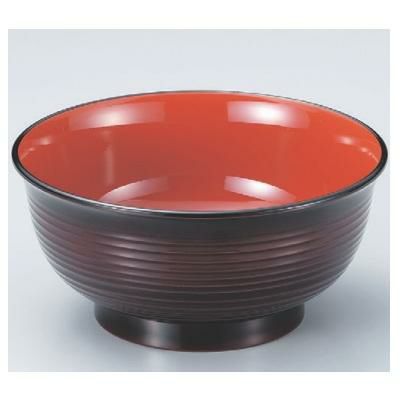 丼碗 5.3寸美里千筋丼椀溜内朱 漆器