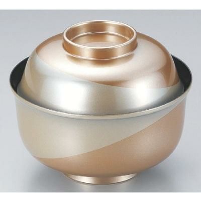 小吸椀 4寸羽反椀金流線銀地塗本漆塗 漆器