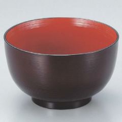 丼碗 4.5寸刷毛目羽反丼溜内朱 漆器