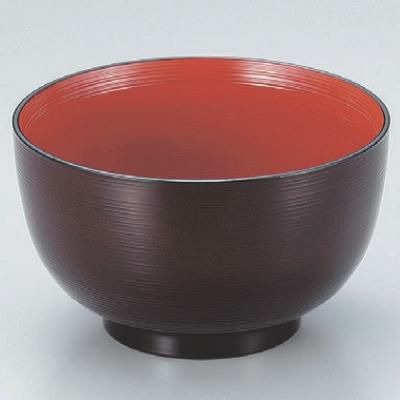 丼碗 4.5寸刷毛目羽反丼溜内朱 漆器