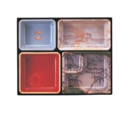 弁当箱 尺1寸長手B-2光彩仕切 FR塗