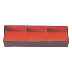 弁当箱 3ツ仕切溜布目内朱