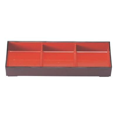 弁当箱 3ツ仕切溜布目内朱