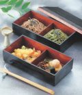 そば弁当 ヘギ目松花堂黒内朱2ツ仕切