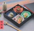 松花堂 8.5寸木目松花堂黒渕朱内塗有(仕切別)