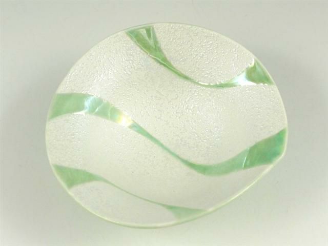 緑青白釉流水ラスター 朝顔形小鉢