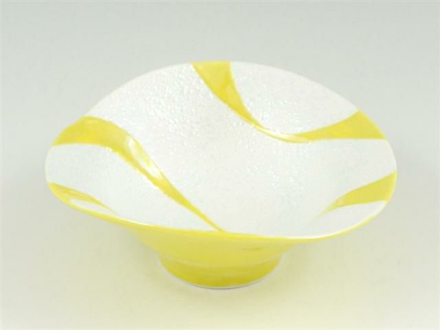 黄釉流水ラスター 朝顔形小鉢