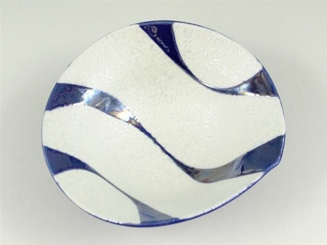 ルリ釉流水ラスター 朝顔形小鉢