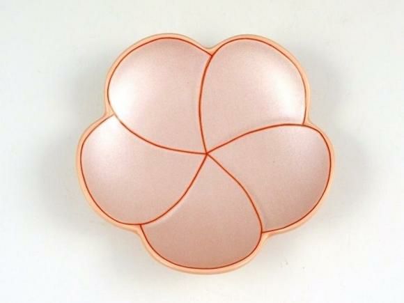 曙釉錦捻銀梅型 小銘々皿