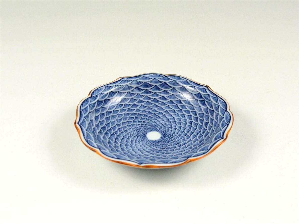 青海波文 桔梗小皿
