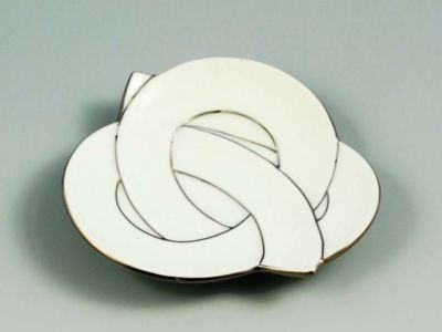 白磁プラチナ線結び 小皿