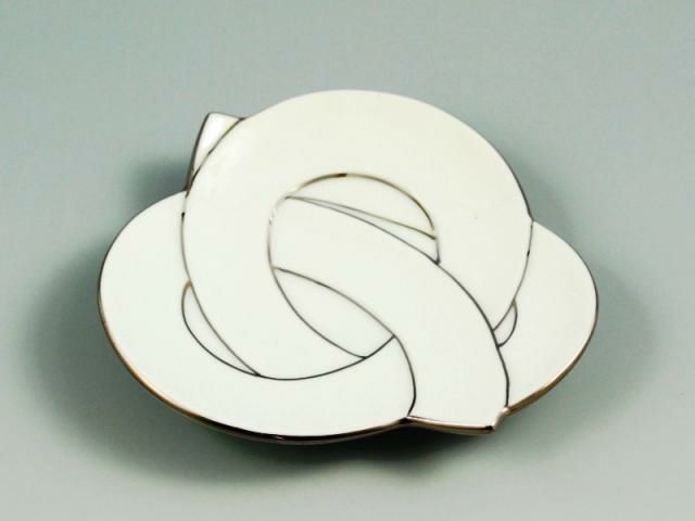 白磁プラチナ線結び 小皿