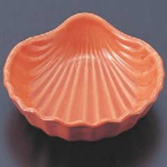 松花堂 貝型鉢柿釉