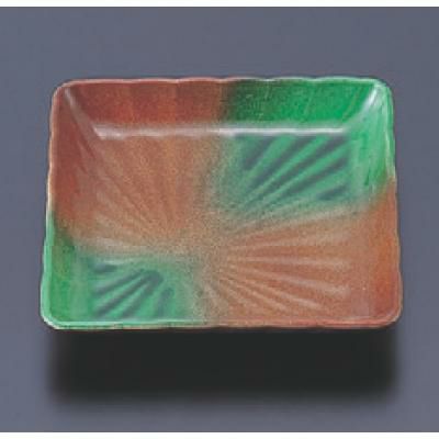 松花堂 菊角皿若草織部