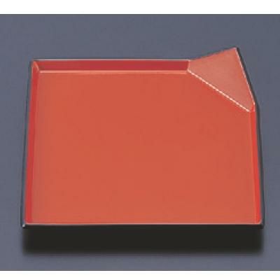 松花堂 隅折皿朱 幅114 奥行114 高さ27