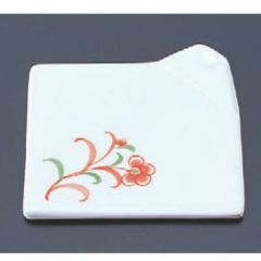 松花堂 隅折平皿赤絵