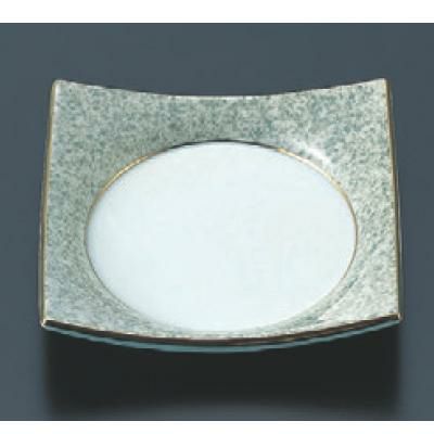 松花堂 四方上がり皿グリーン吹渕金