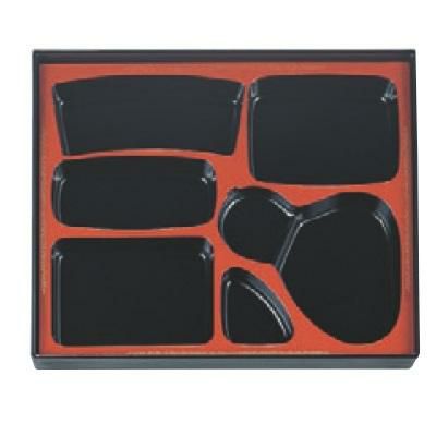 弁当箱 尺3寸千筋箱膳用B仕切黒天朱唐草