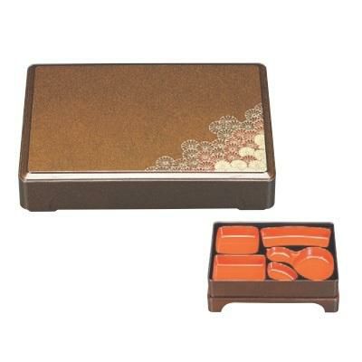 弁当箱 尺1寸徳川箱膳重厚型梨地二色菊(D.X仕切付)