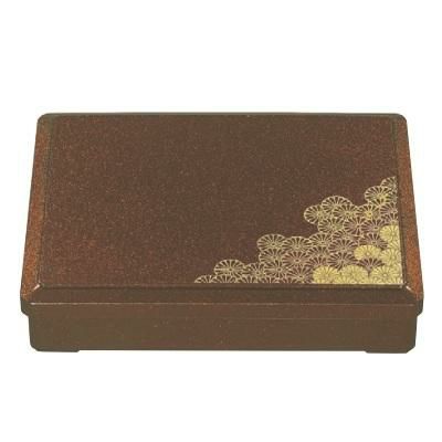 弁当箱 尺1寸長手三里弁当梨地二色菊(仕切付)