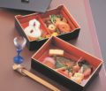 弁当箱 8寸 長手千筋弁当 黒内朱天金 2段 (蓋のみ)