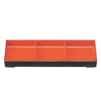 弁当箱 ニュー布目長手弁当用3ツ仕切黒内朱