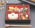 弁当箱 D.X8寸角弁当茶パール扇面(仕切別)