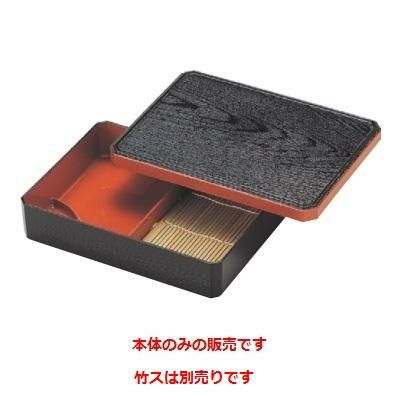 そば器 隅切天ザル黒渕朱本体