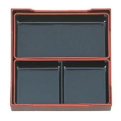 松花堂 7寸松花堂用2枚仕切黒天朱